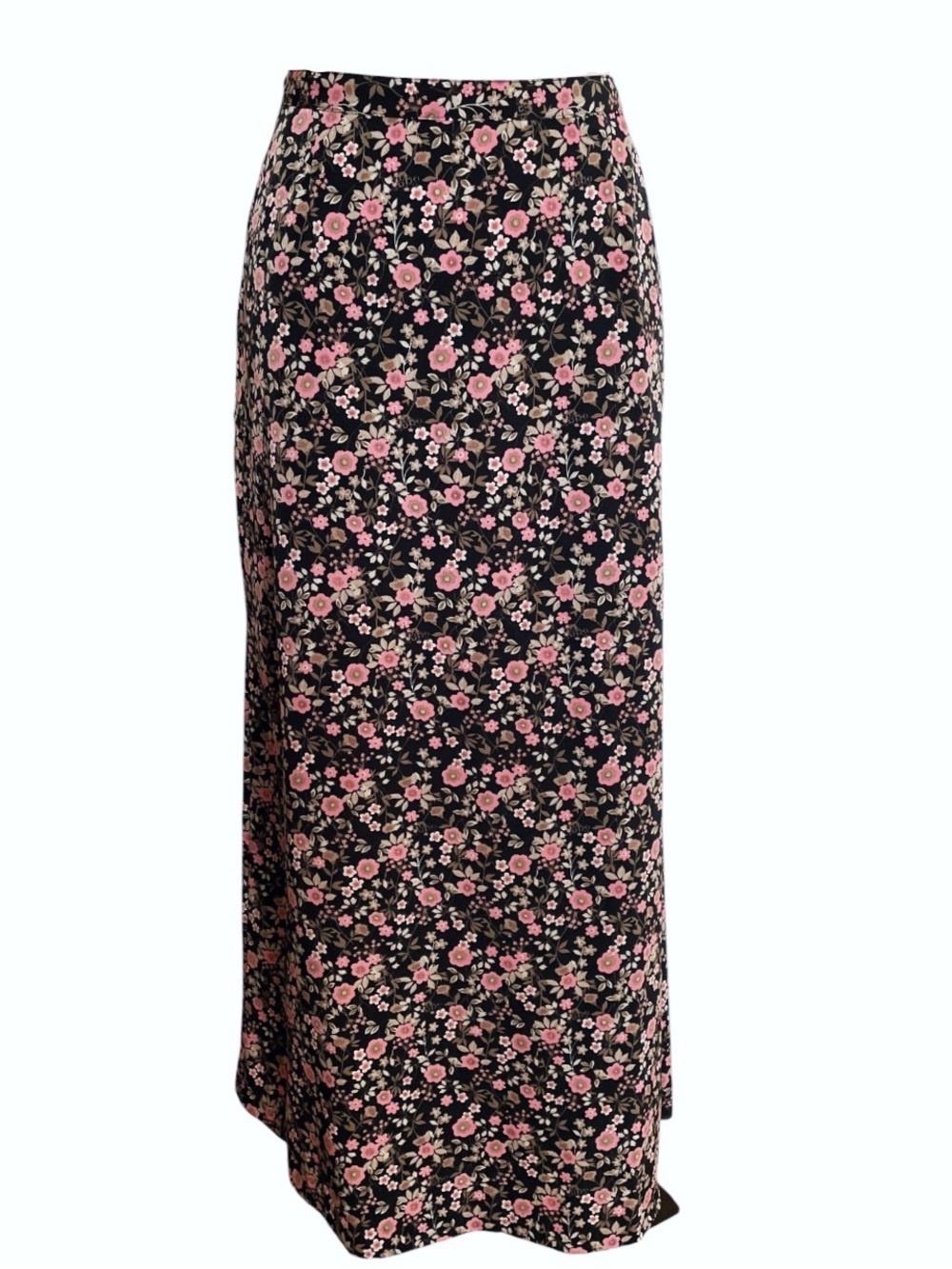 Christopher & Banks Floral Maxi Skirt Black Pink Medium Y2K